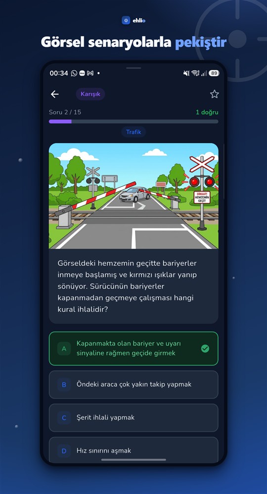 Ehlio uygulamasında görselli bir soru